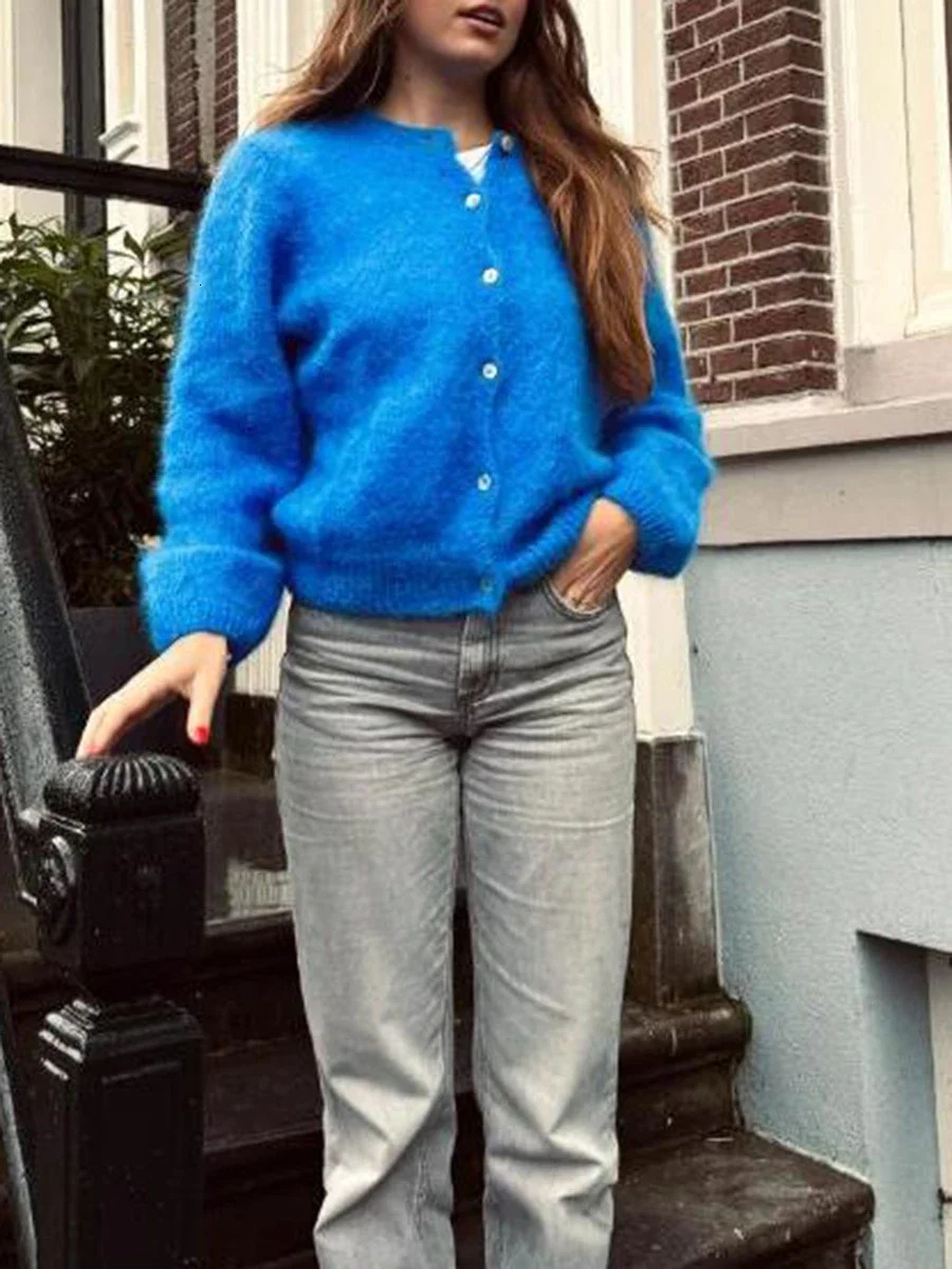 Women Fashion Cardigan Classical Solid Color Long Sleeve Sweater ButtonDown Fall Casual Loose Soft Knit Coat 2024 Streetwear 250107Z