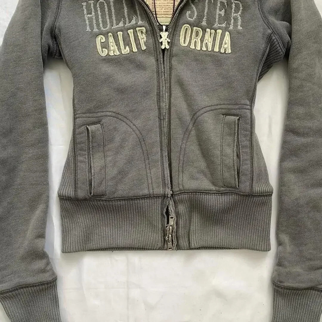 Hollister Jacket Designer Jacket Y2k Jacket American Retro Fur Collar Hooded Sweater Womens Winter Long Street With Velvet Pad Cardigan Casual Jacke