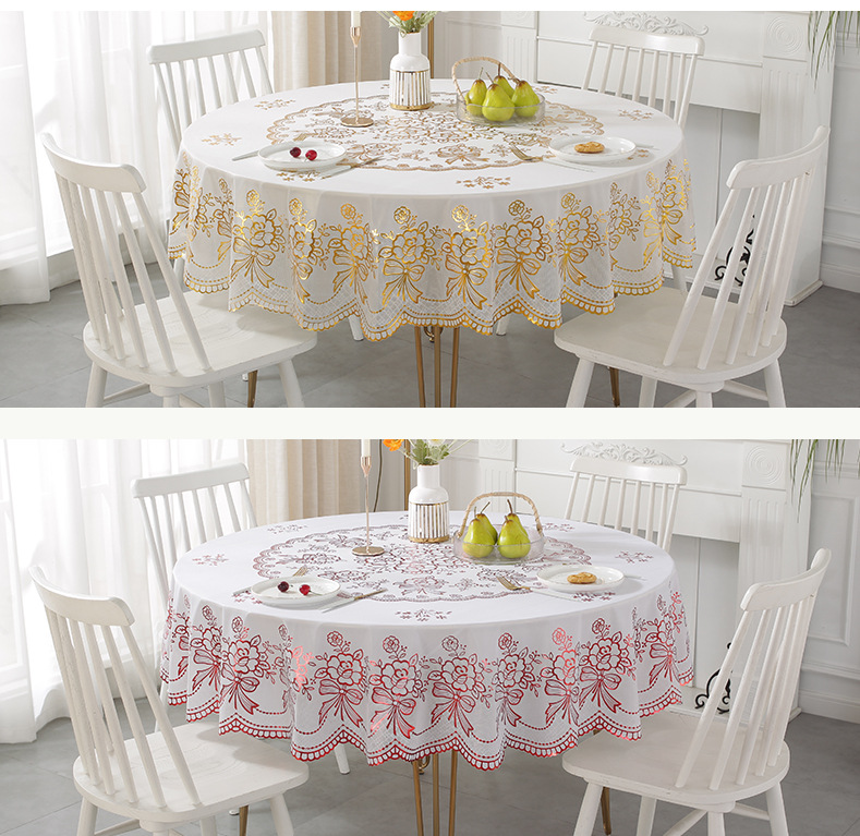 Thickened Round Waterproof, Oil-proof and Scalding-free Dining Table PVC Tablecloth Q-3-image-1052904899