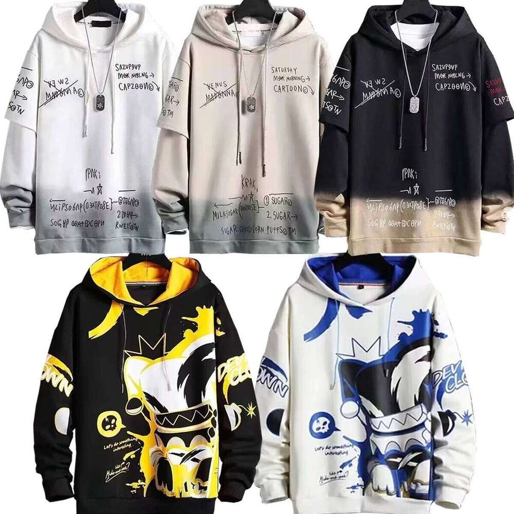 Men's Hoodie Printed Pattern Thin Retro Youth Autumn Winter Couple's Student Wear Y2k
