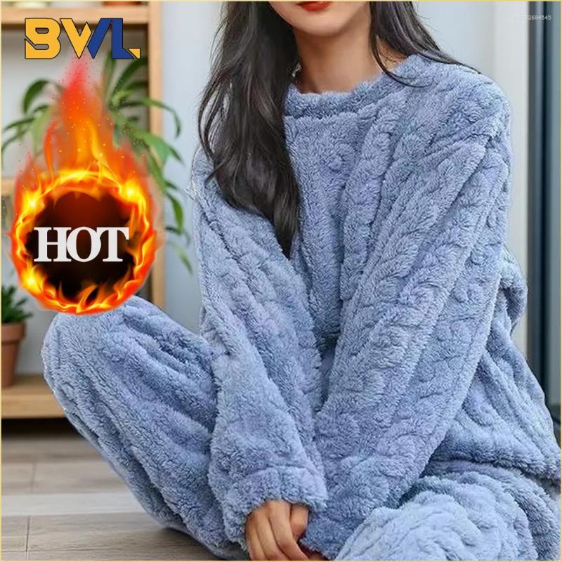 Women's Sweaters Winter Loungewear Set Coral Velvet Pajamas Fluffy Thickened O Neck Two Piece Sleepwear Women Homewear Warm Leisure Suit