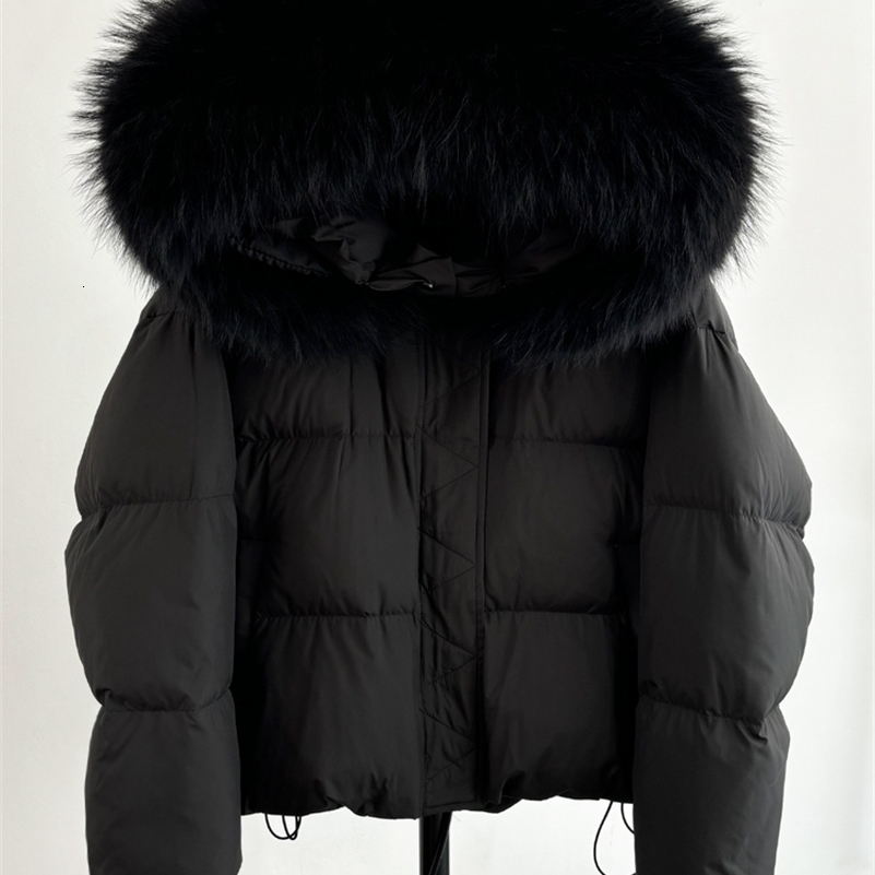 Lagabogy Raccoon Fur Puffer Jacket for Women Hooded Winter 90% Duck Down Coat Thickened Waterproof Female Parka Snow Outerwear 250724CJ