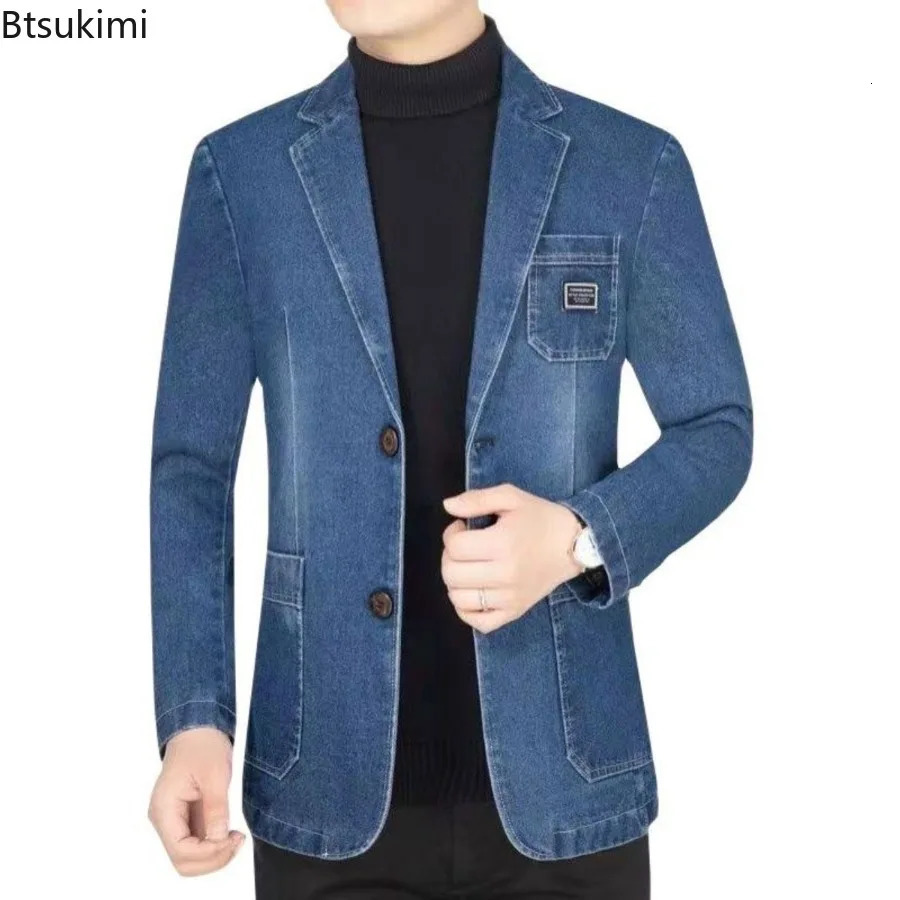 Mens Spring Autumn Denim Suit Jacket Collar Jeans Highend Coat Trend Single West Men Casual Clothing 250731