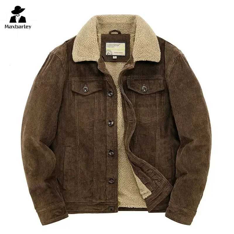 Male Cotton Jackets Padded Warm Loose Parka Coat Corduroy Short Jacket Man Solid Zip Windbreaker Winter Mens Fleece Jacket XJ250801