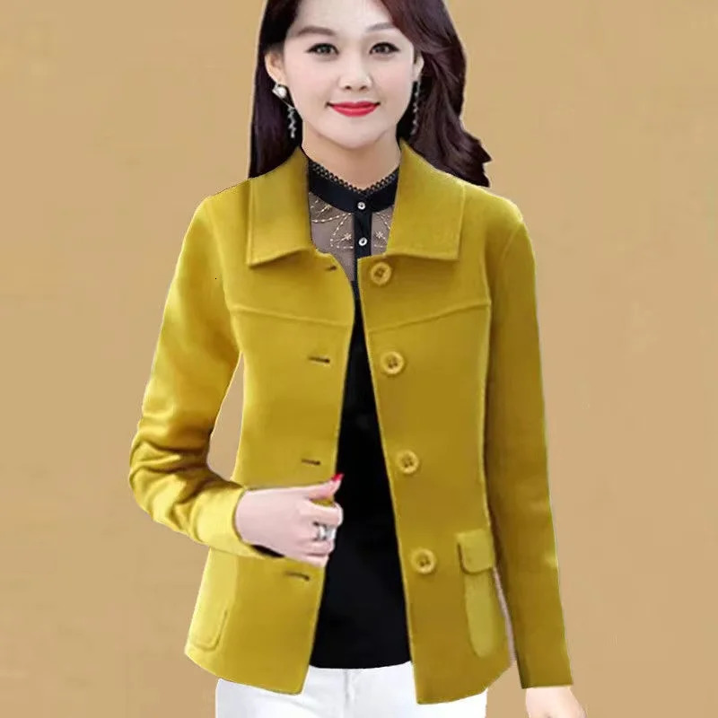 Solid Color Wool Blends Jacket Women Spring Autumn Korean Self Cultivation Fashion Woolen Coat Ladies Clothes Overcoat 250731