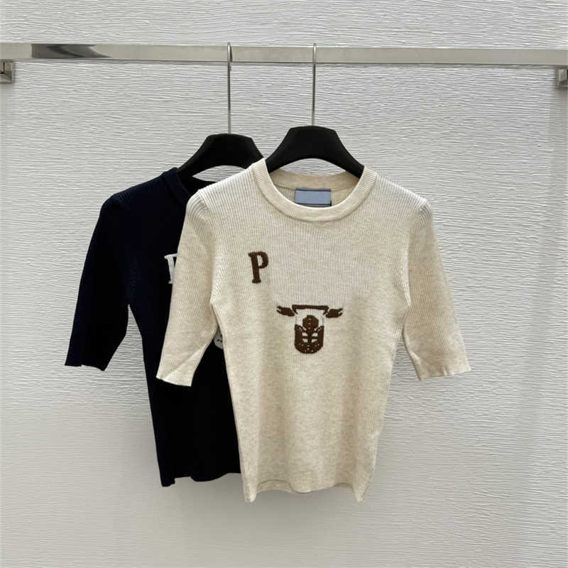 Letter Printed designer t shirt women Knitted Short Sleeve tee Solid Colour Crew Neck top Outdoor high quality tshirt