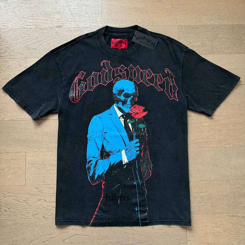 Godspeeds Shirt Designer Mens High Street T Shirt Graphic Clothe Classical Hipster Cotton Graffiti Letter Printing Vintage Retro T-Shirt Y2k Style T