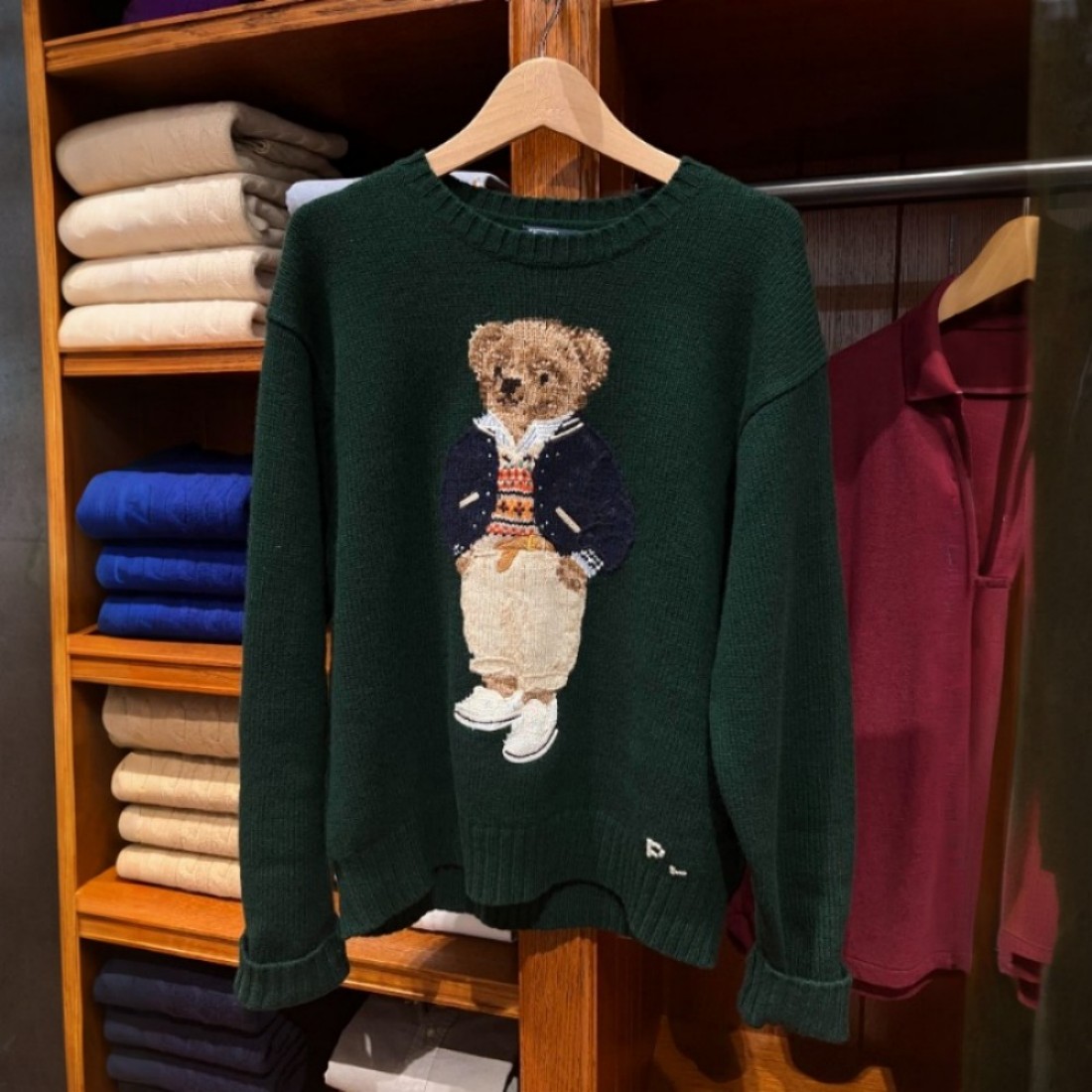 Women's Sweaters Unisex Sweater Men's Sweater Long Sleeve Bear Pattern Solid Color Casual Knitted Hoodie S-XL