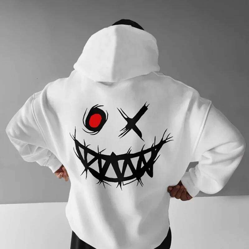 Casual Hoodies For Men Autumn Winter Clothing Loose Hooded Sweatshirt Print Long Sleeve Men's Pullover Oversize Male Tops
