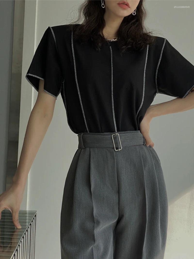 Women's Sweaters Summer Chic Loose Fit Round Ne Overhead Color Blo Stitching Design Ort Sve T-irt Straight Tube Basic Sle