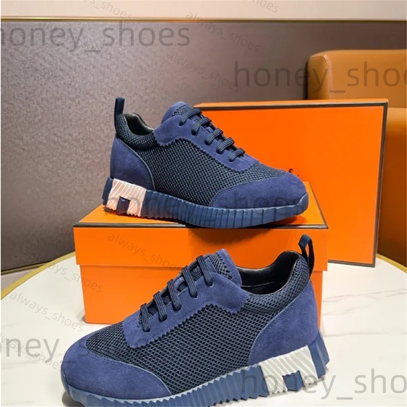 Designer Bouncing Sneaker Men Casual Leather And Mesh Lace Up Sports Runner Shoes Rubber Sole Man Low Top Street Style With Box Eu38-46 H Word 906 8