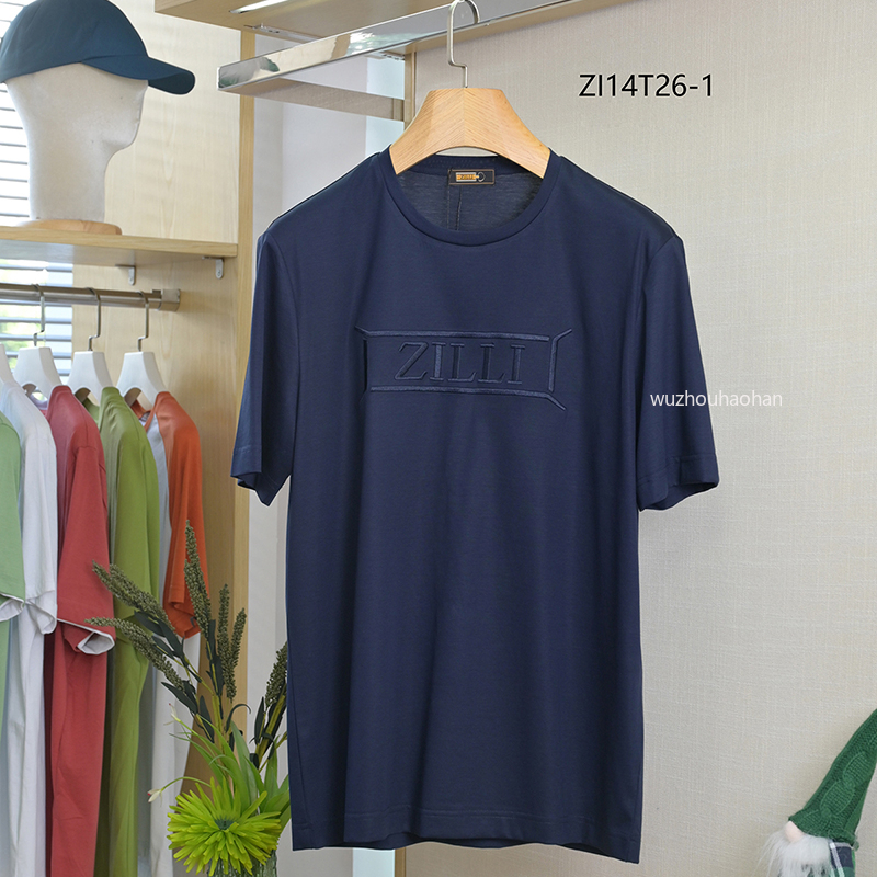 Mens Short-sleeved T-shirt Cotton Spring and Summer zilli Leisure Round Neck Breathable and Comfortable Outdoor Sports Shirts Z1289