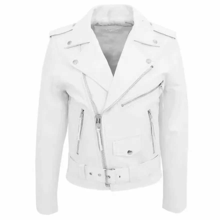 White PU Leather Jacket Mens Jacket Long Sleeve Motorcycle Punk Style Coat Autumn Winter XJ250801