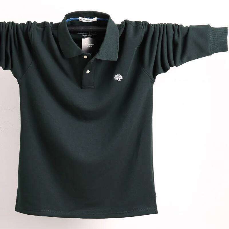 2025 New Men's Men's Business Casual, Cotton, Autumn, Long Sleeves, Lapel POLO Shirt, Large Size 5Xl 6Xl MDNG