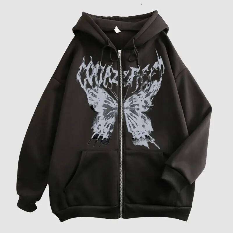 Hoodie Jacket Men's Fun Skull Butterfly Zipper Hoodie Loose And Comfortable Sports Shirt Long Sleeved Top
