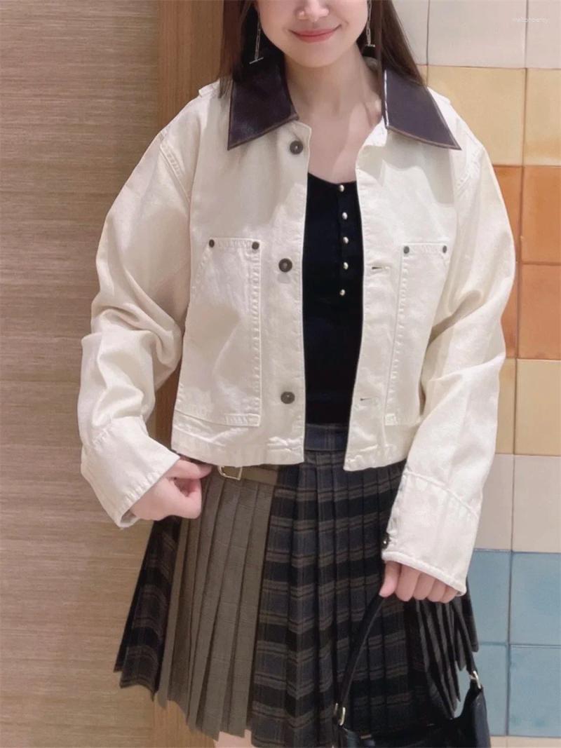 Women's Jackets Early Autumn 2025 Women Long Sleeve Splices Turn-Down Collar Jacket Pleated Plaid Mini Skirt Vintage Suit