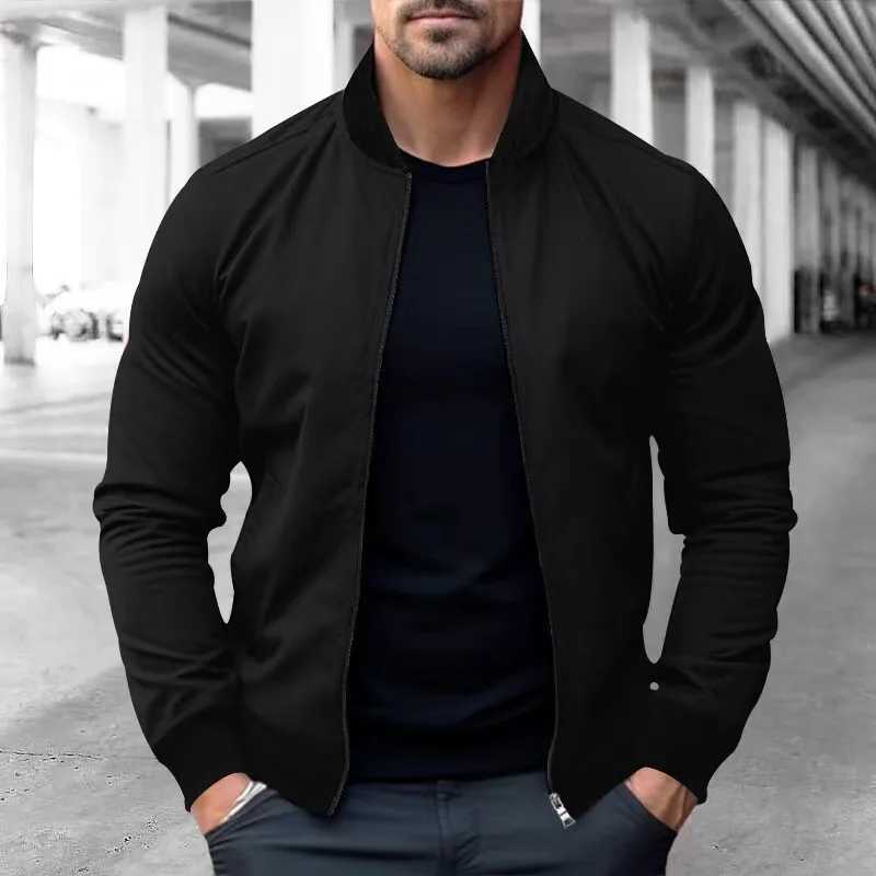 2025 Spring and Autumn New Baseball Collar Short Loose Solid Color Jacket Mens Business Casual Thin Coat Trend XJ250801