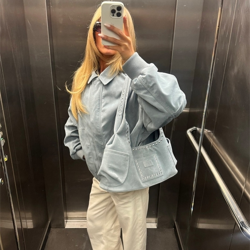 Solid Color Full Sleeves Women Suede Jacket Chic Lapel Zipper Lady Short Coat Autumn Long Sleeve Street Fashion Outerwear 250725CJ