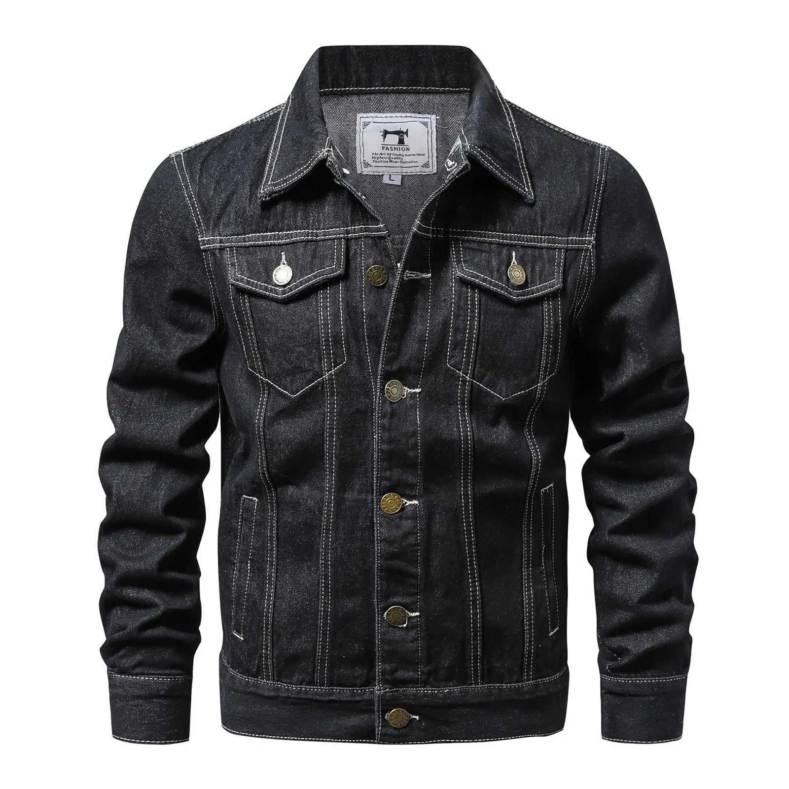 Mens Western Style Denim Jacket Spring/Autumn Lined Vintage Outerwear Long Sleeve Lapel Neck Multi Pocket Jackets XJ250801