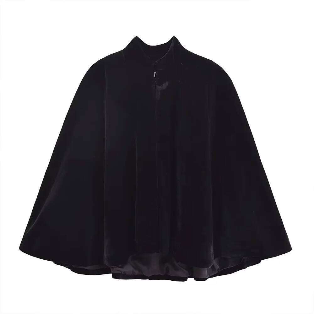 Winter new fashionable women's clothing casual design sense European and American style retro veet cape top jacket