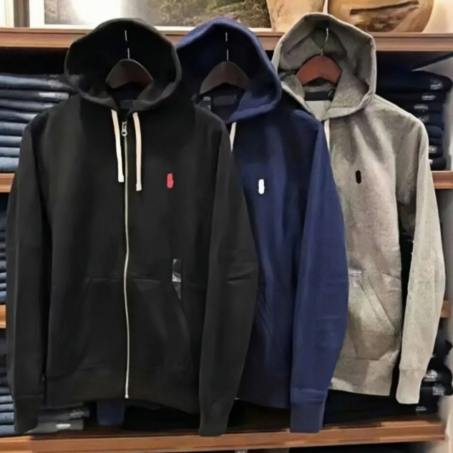 raph sweaters Designer mens zip up hoodie sweatshirt hoody long sleeve embroidered pony logo polo hoodies cardigan solid color designer hoodie