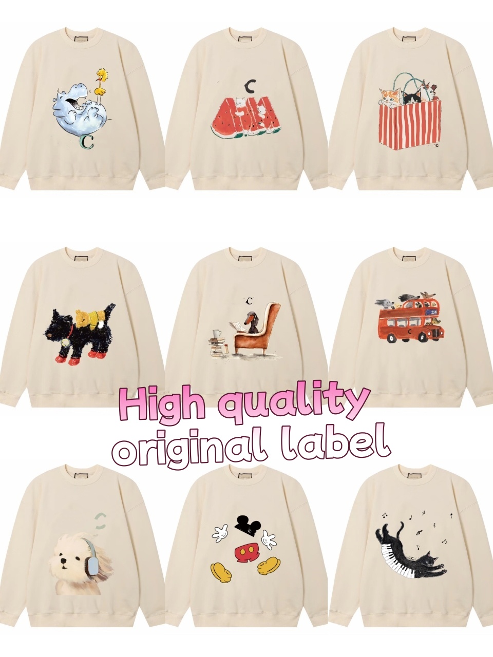 Designer enfants Étiquette originale de haute qualité pour garçons et filles, col rond, confortable, ample, français, classique, impression brodé