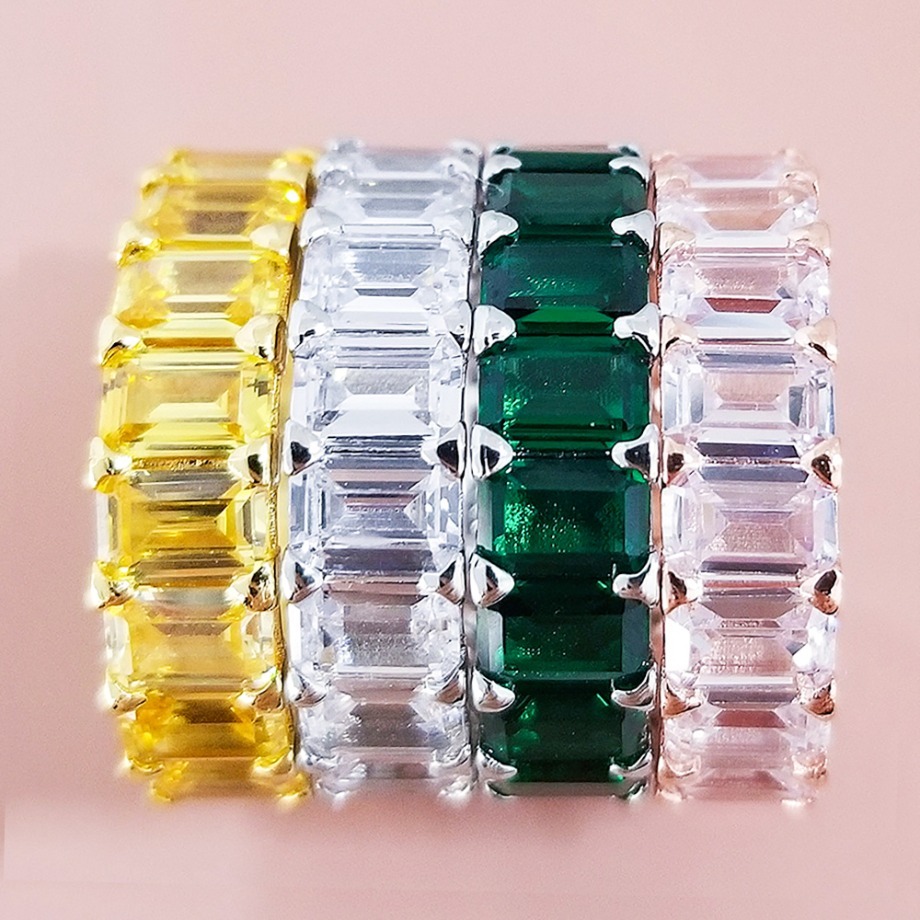 Luxury Designer Rings Colored Diamond Ring Fashion High Quality Zircon Inlay Copper Rings Simple Design Wedding Jewelry Party Accessories Gift Size