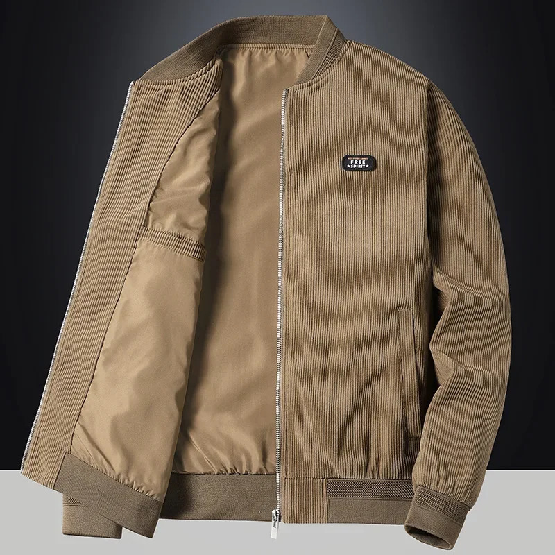 AutumnWinter Mens Corduroy Jacket Cotton Casual Coat Baseball Collar Top Wholesale Thin Regular Length 250731