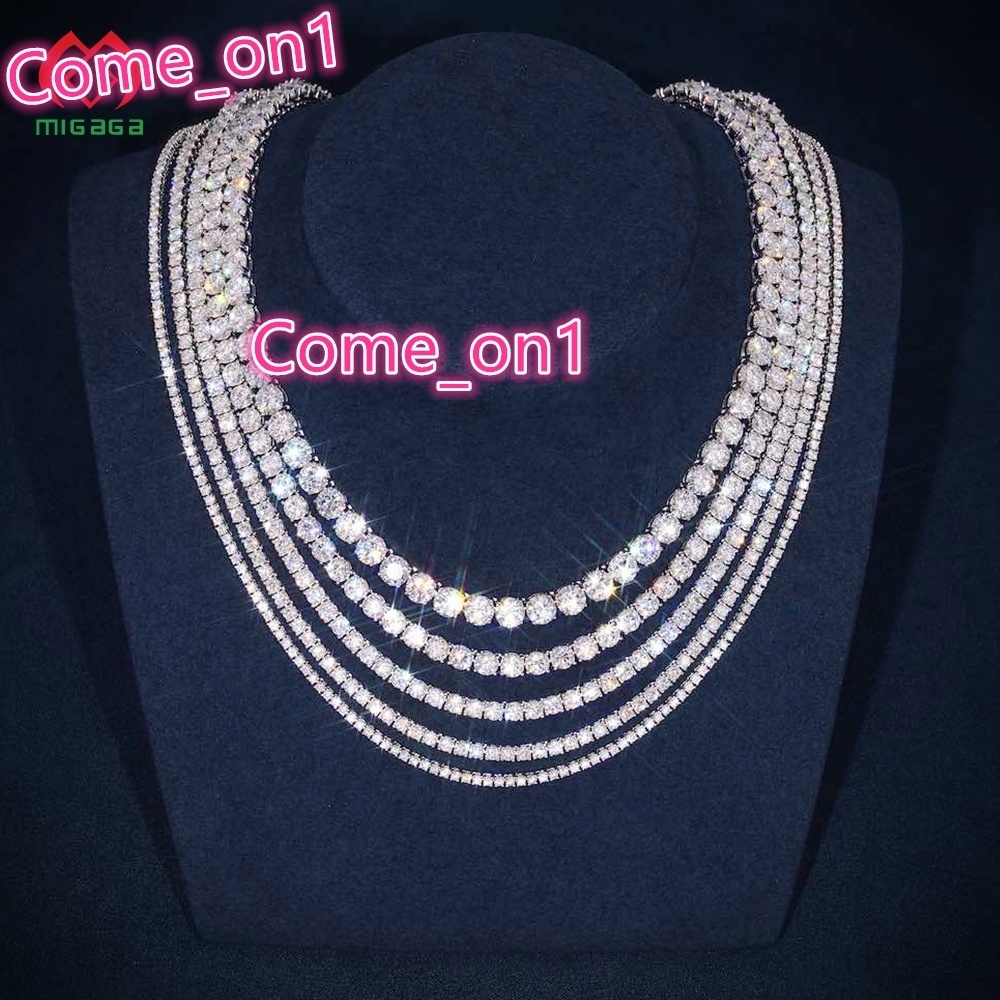 Custom Factory Price Gra Certified Moissanite Clustered 2 3 4 5 6mm 925 Silver Tennis Chain Moissanite