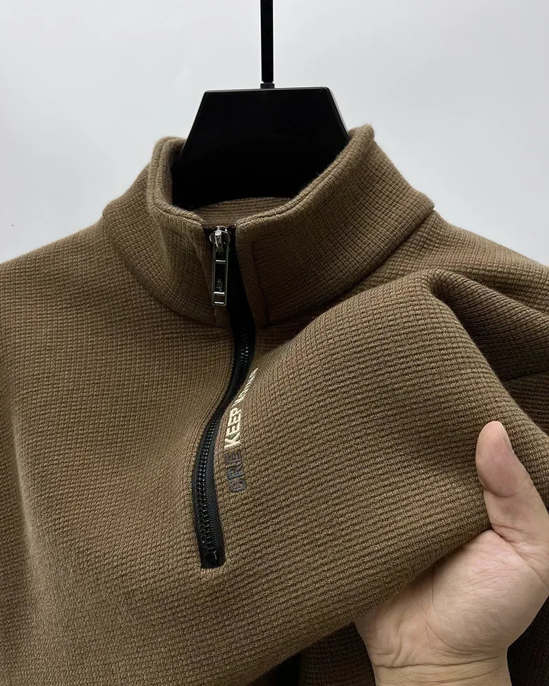 Winter Warm Sweater Fashion Mens Knitwear Fleece Chunky Half Zipper Thickening y Clothing Turtleneck 250731
