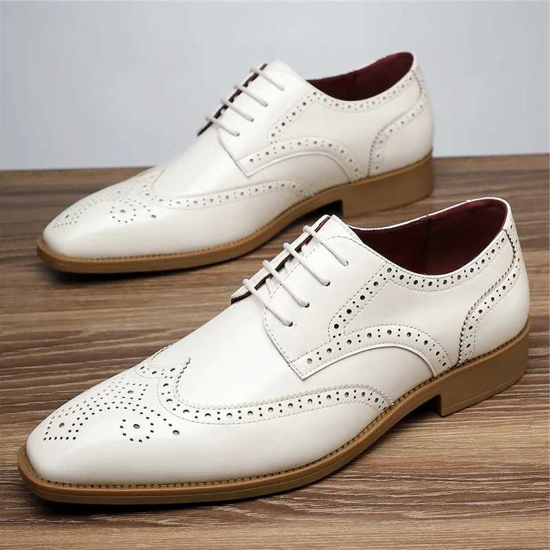 Fi New Mens Pointed Green White Casual Brogues Oxford Shoes for Men Wedding Dress Homecoming Formal Wedding Formal Footwear XJ250801