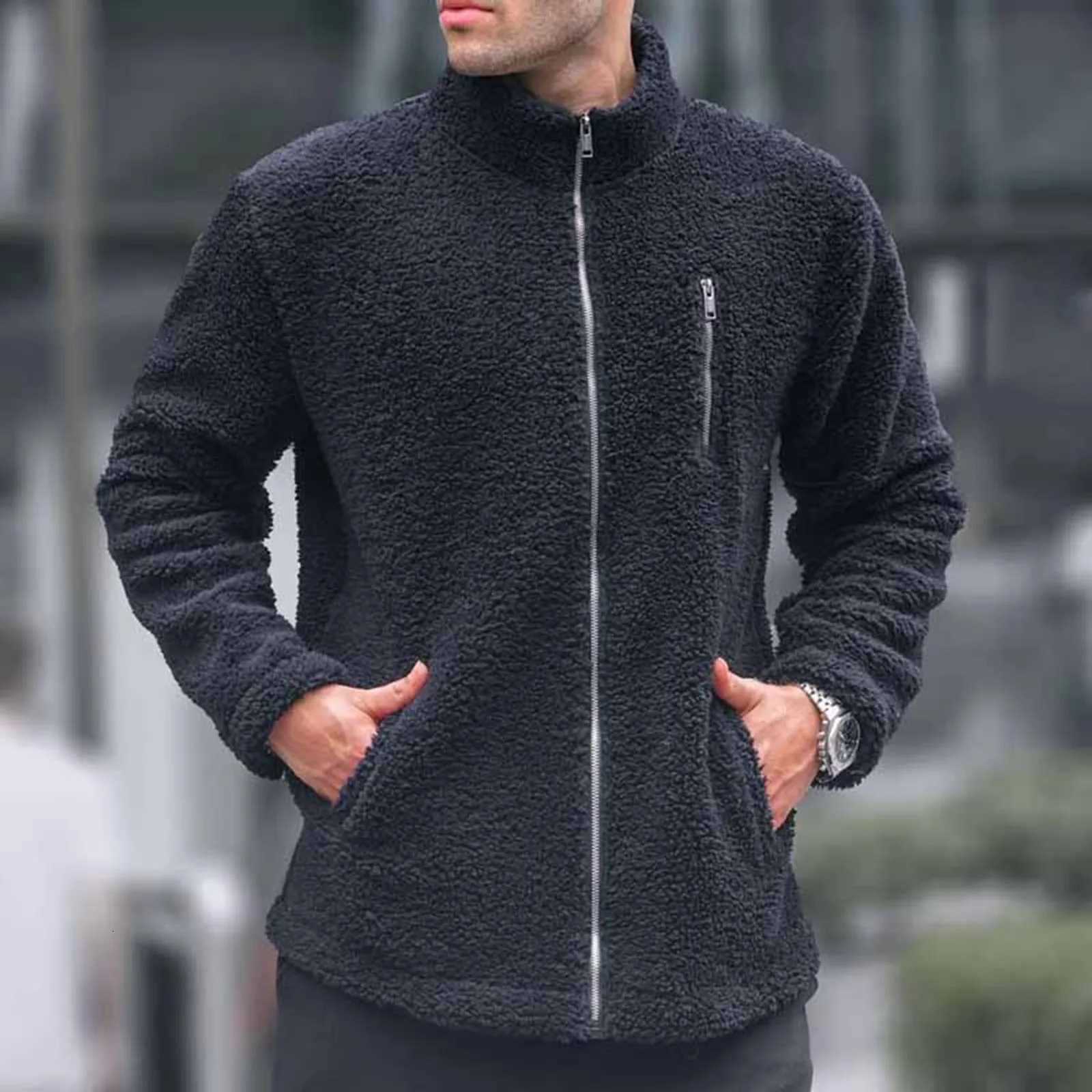 Mens Zip-Up Sweatshirt Jacket Mens Fashion Shaker Jacket Casual Loose Warm Sweater Jacket Men Windbreaker XJ250801