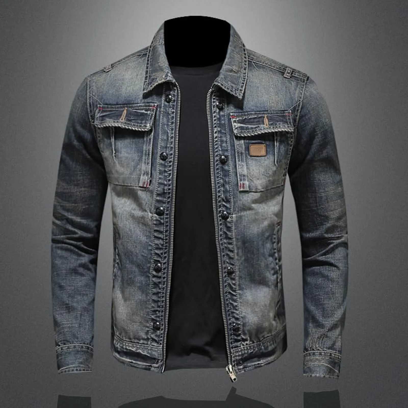 Vintage Denim Jacket Mens With Windbreak Cotton Padded Down Jacket Mens High Quality Classic Fashion New Zipper Padded Jacket XJ250801
