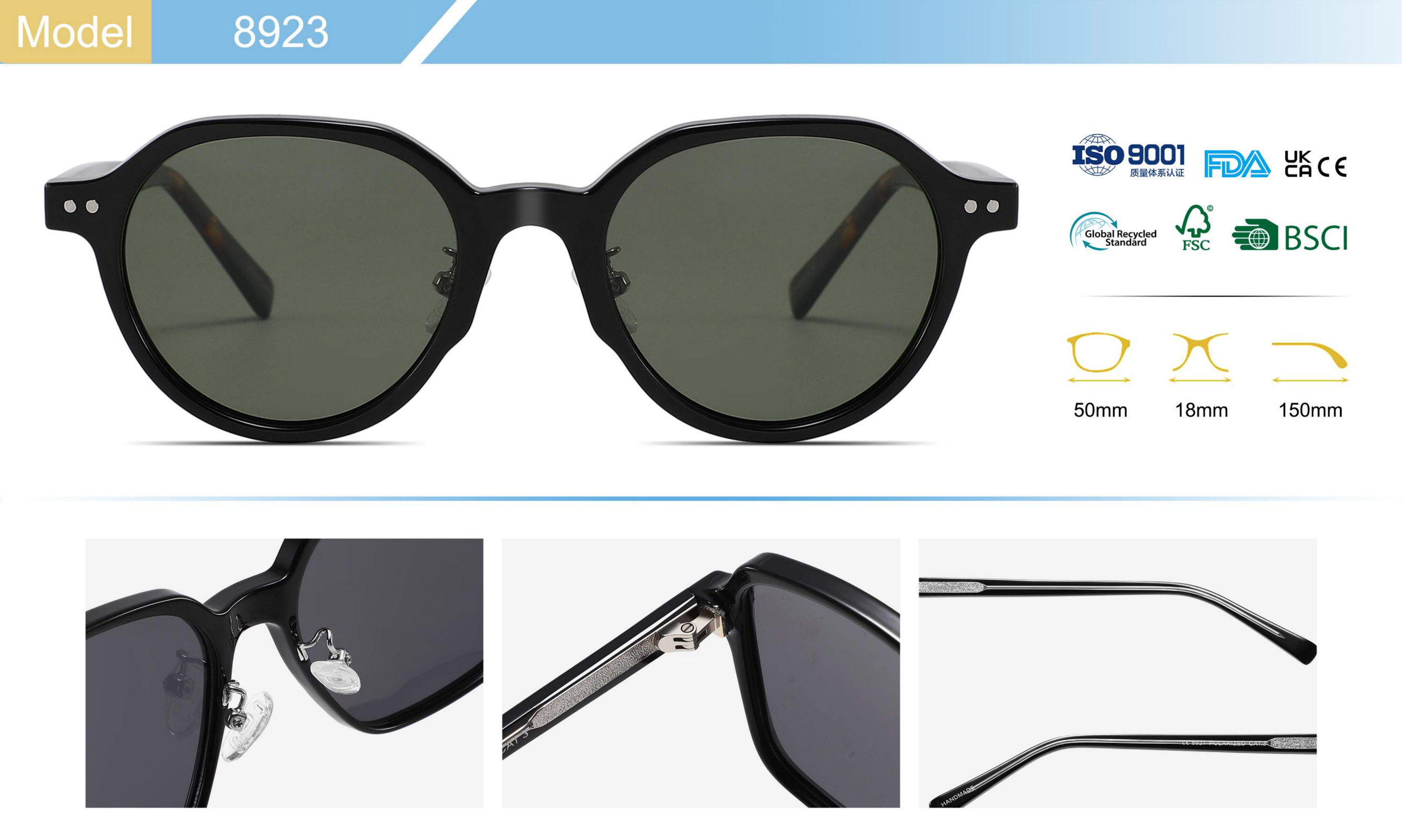 Designer sunglasses luxury glasses for women trendy men's Sunglasses stylish retro round frames high quality acetate durable lightweight eco-fr