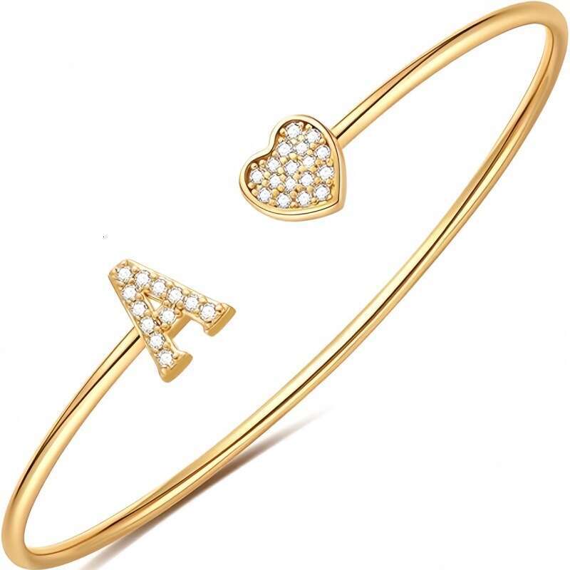 New Stainless Steel 26 Letter Inlaid with Dias Thin Bracelet Zircon Fashion Exquisite Electroplated Gold