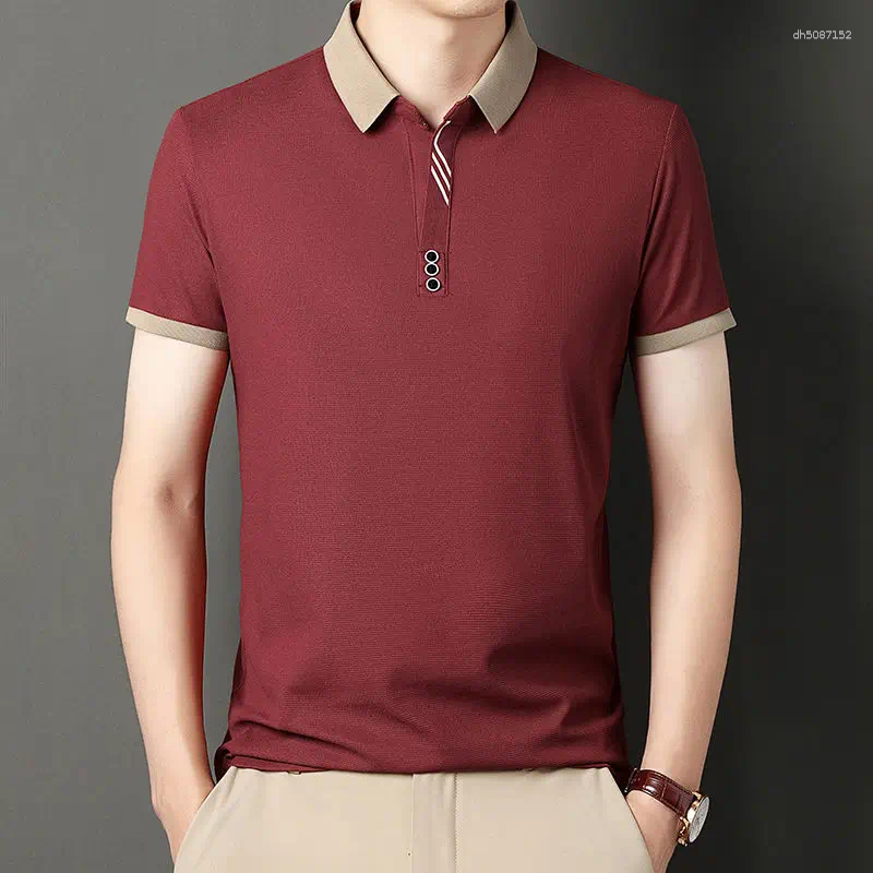 Men's T Shirts Short Sleeve Business Loose Polo Shir Suitable Middle-aged Older Dads High-end Collar Half Top