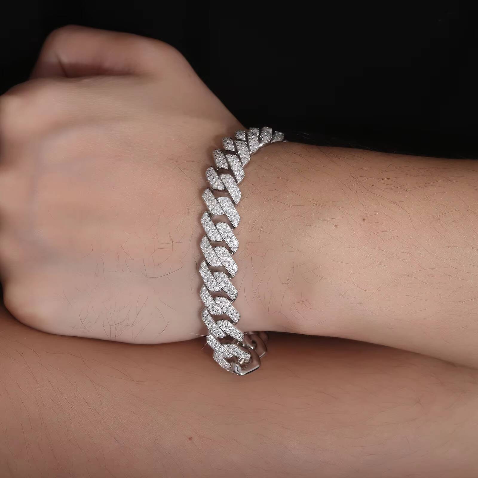 Hip Hop 12mm Width Mens Cuban Link Chain Bracelet 2025 No Fade 925 Sterling Silver Jewelry Moissanite Cuban Chain Bracelets