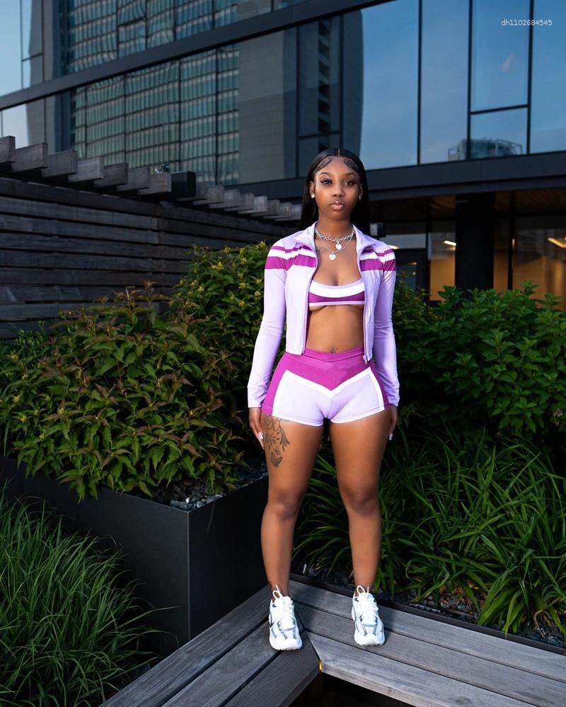 Women's Tracksuits STYLISH LADY Patchwork Beach 3 Piece Set Women Bikinis And Jacket Suits 2025 Summer Sexy Club Party Swim Outfits