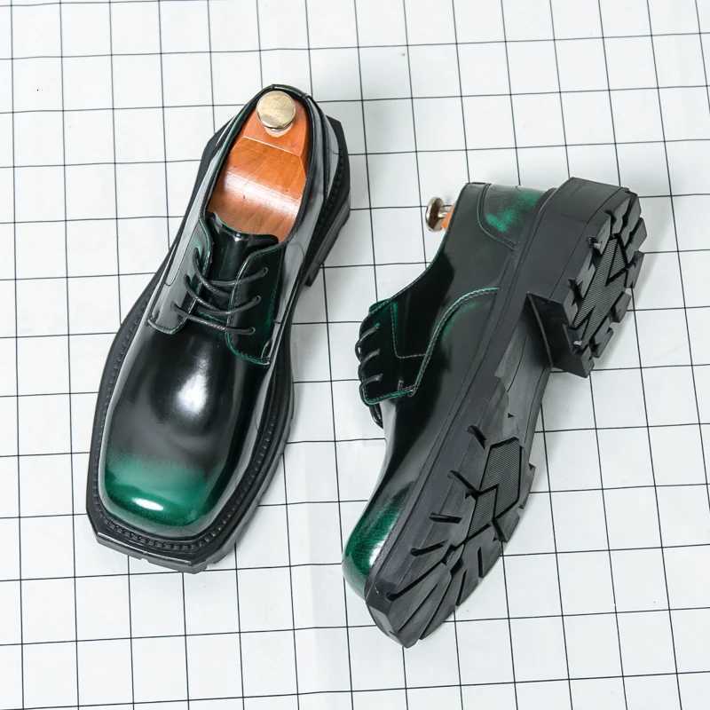 Mens Dress Oxford Derby Thick Bottom Fi Business Male Designer Casual Leather Shoes Formal Loafers Suit Shoes Square Head XJ250801
