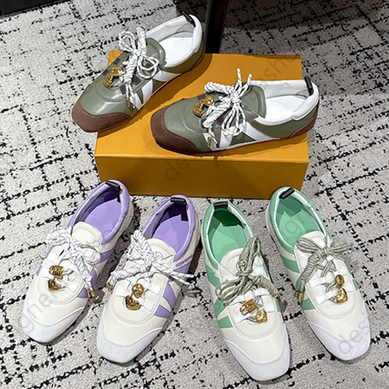 New olive designer sneakers luxury leather sneakers womens flat sneakers cowhide sneakers womens sneakers autumn and winter training shoes womens tr