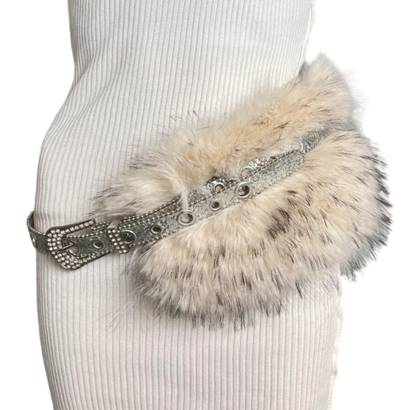 DXAE Furry Plush Patchworked Corset Belt for Women Fashionable PU Leather Belt Punk Metal Pin Buckle Waistband for Sweater 250730