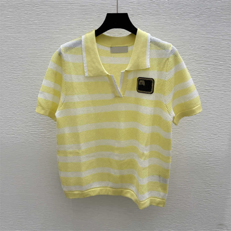 Pullover designer t shirt women Classic Knits Stripes tee Letter logo patch top Breathable Fashion Comfort tshirt S-L