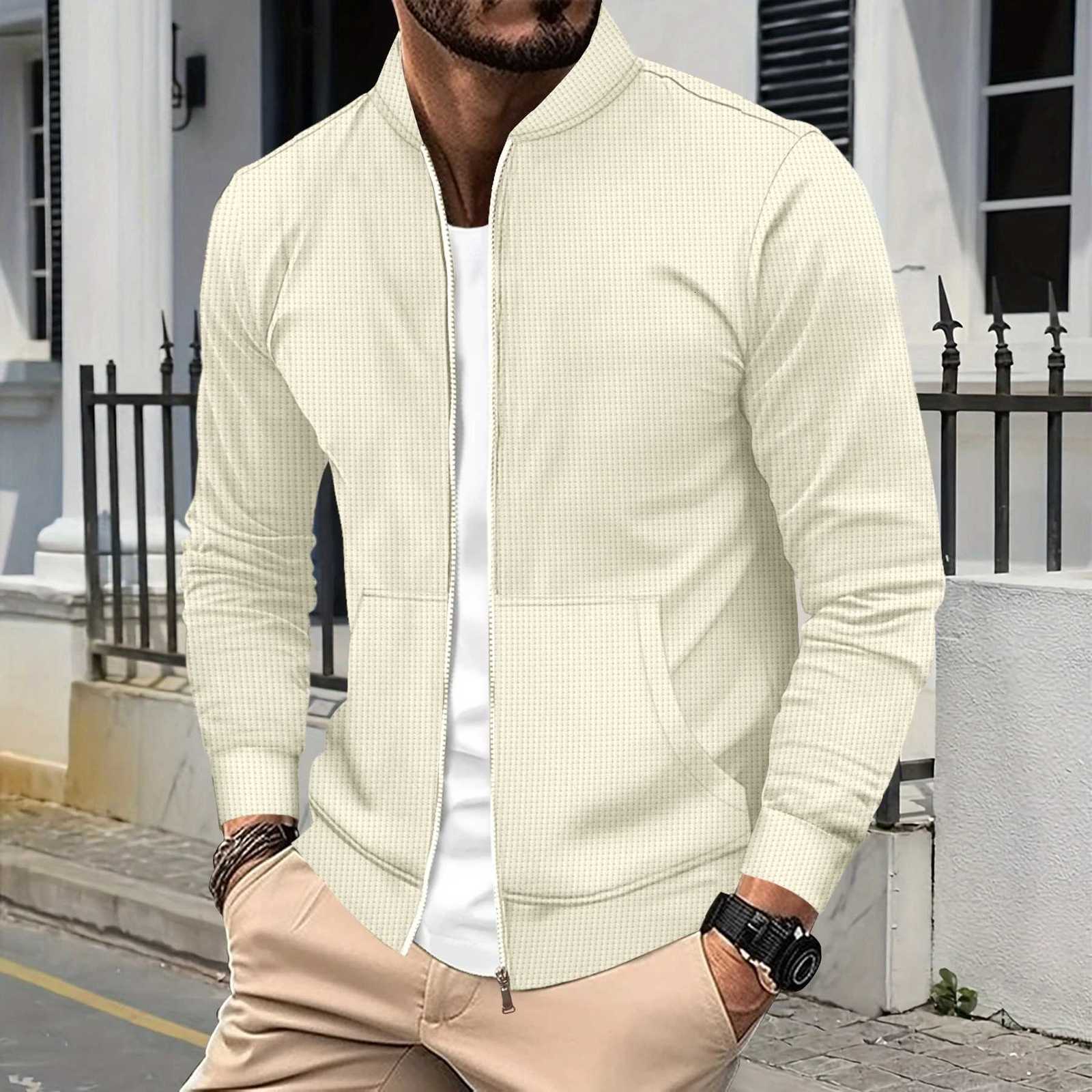 2025 Mens New Casual Fashion Selling Solid Color Zipper Baseball Jacket Pocket Long-Sleeved Coat XJ250801