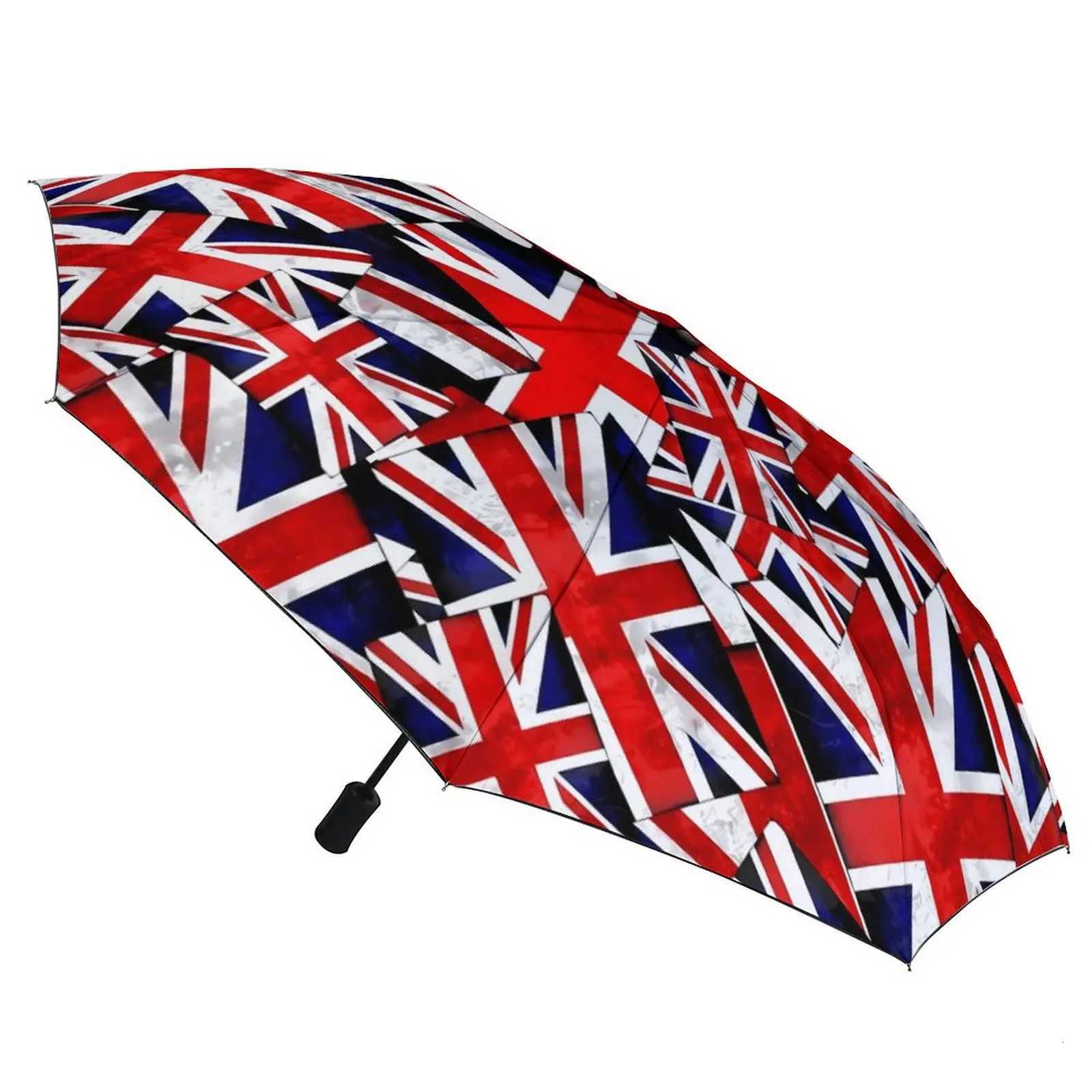 Waterproof British Umbrellas Fold Flag Umbrella Women and Men England UK Flags Three Fold Auto Shade Sunscreen Beach Cheap Umbrellas 54 M260302-image-1095984685