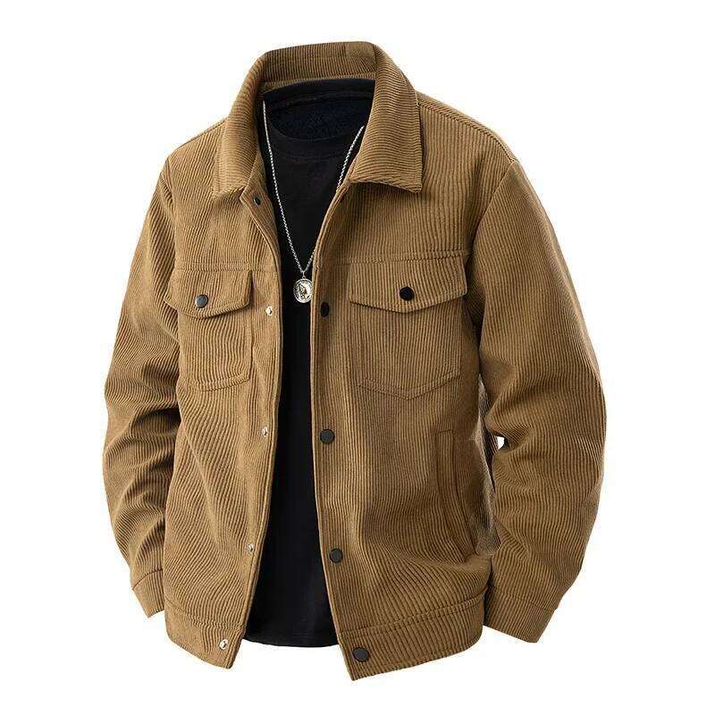 Designer Clothing 2025 Casual Jacket Men Comfortable Turn Down Collar Solid Coats Men's Windproof Autumn Outwear Brand Fashion Corduroy Jackets