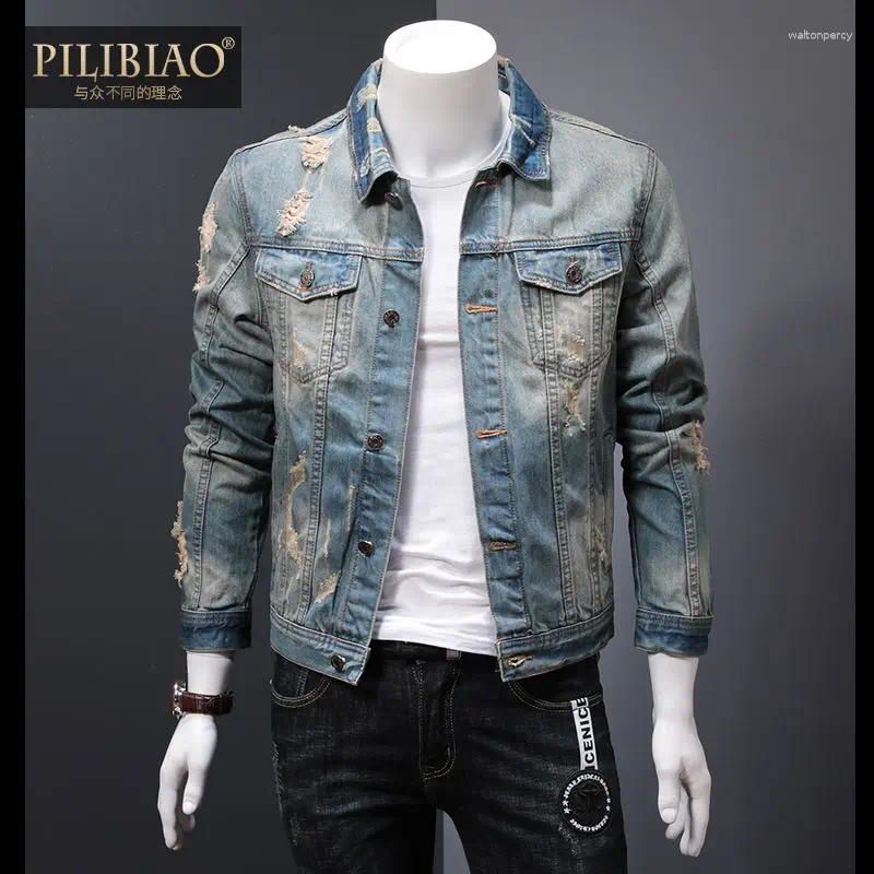Men's Jackets Spring And Autumn 2025 Slim-fit Ripped Denim Distressed Designer Cowboy Jacket Top Lapel Coat