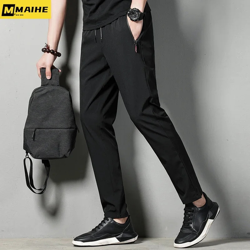 Casual Mens Pants Spring and Summer Slimfit Thin Fashion Ice Silk Straight Jogger Nylon Quickdrying Sports 250731