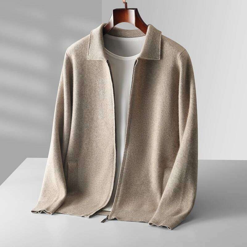 Men's Sweater Knitted Cardigan In Autumn And Winter Is A New Loose Outerwear Lapel 100% Pure Wool Casual Coat MDNG