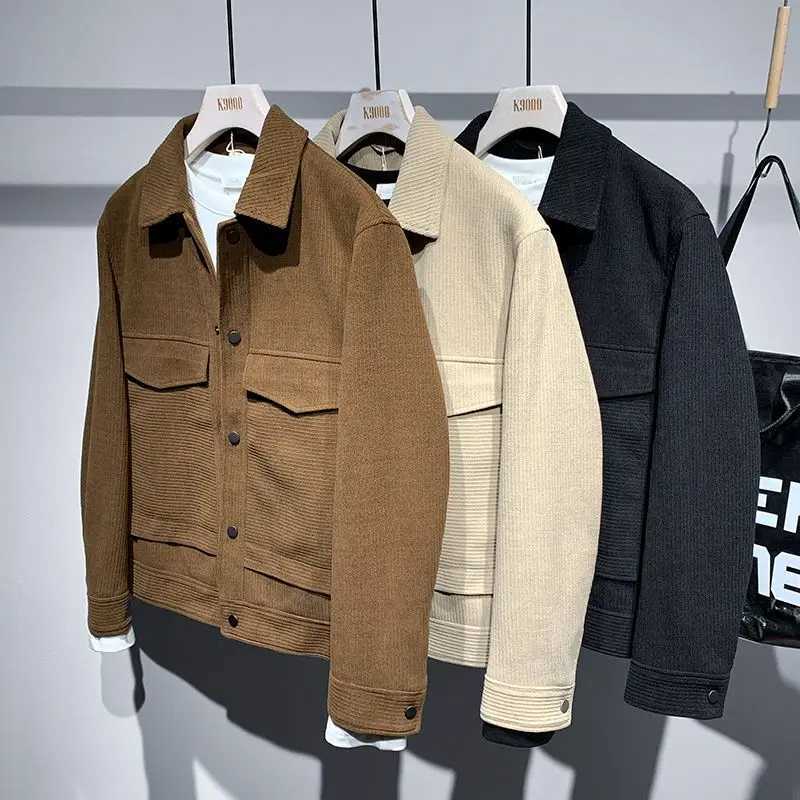 Jacket Mens Lapel Loose and Simple Jacket Trendy Brand Youth Coat Fashionable and Personalized Top Men XJ250801