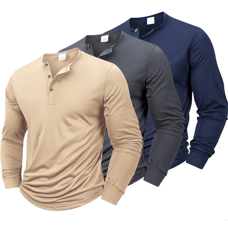 Mens Long Sleeved Henley Neck T-shirt Slim Fit Bottoming Shirt Fitness Tops Tees Button Neck Casual Cozy Tshirt 250724CJ